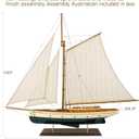 SAILINGSTORY Wooden Sailboat Model Ship, Green, 37" | 1930's Classic Yacht, Sailing Boat Decor