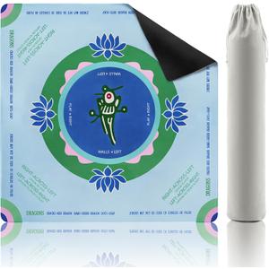 Mahjong Mat, 32.2x32.2 Inch Non-Slip and Noise Reduction Mah Jong Table Mat,Gaming Mat with Carrying Bag for Mahjong, Poker, Board Games, Dominoes (Green Chick)