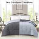 Homelike Moment Comforters Queen Size - Grey Duvet Insert Down Alternative Bed Queen Comforter, Lightweight Bedding Comforters Full Size Quilted Soft All Season Reversible Dark Gray/Light Grey