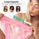 LitBear 100% Mulberry Silk Bonnet for Sleeping Women, 6A 22 Momme, Large Double-Layer Silk Hair Wrap with Tie Band (Pink)