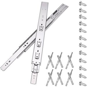 20inch Soft Self Close Drawer Slides 6 Pairs (12pcs) Full Extension Ball Bearing Drawer Slide 3 fold Full Stretch Side Mount Drawer Slides 100 LB Capacity Drawer Slide 20" Silver (20 inch-500mm)