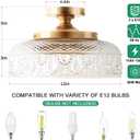 Lamomo Semi Flush Mount Ceiling Light, Upgraded Larger 12 Inch Golden Hallway Light Fixture, 3 Light Globe Glass Close to Ceiling Scone,Indoor Hanging Light for Bedroom Kitchen Porch Hallway