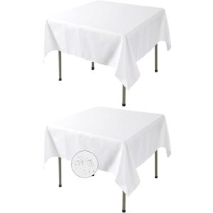 Fokitut 2 Pack Waterproof Square Tablecloth, 70x70 Inch, Stain Resistant and Wrinkle Polyester Table Cloth, Fabric Table Cover for Kitchen Dining, Wedding, Party, Holiday Dinner-White
