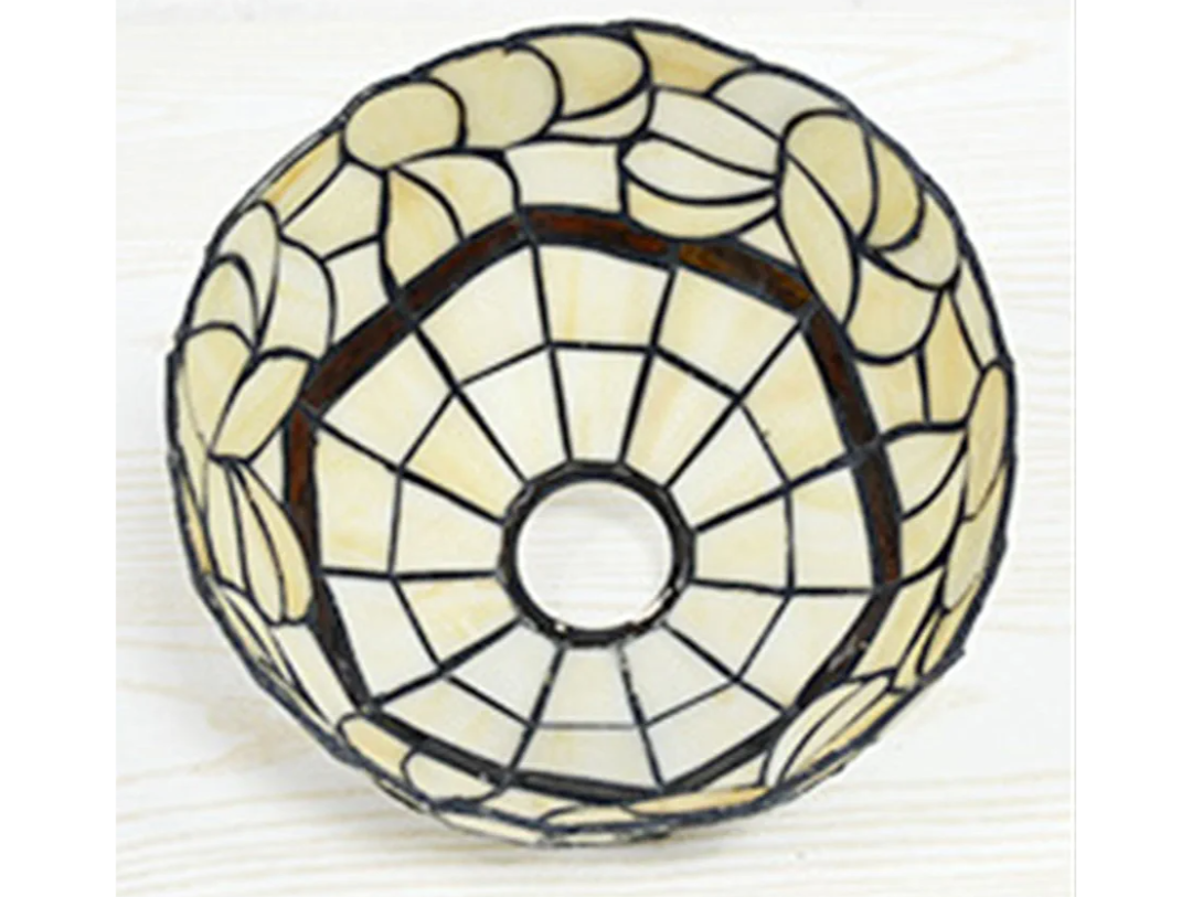 Beige Lily Lamp Shade Replacement Only 8 Inch Tiffany Style Stained Glass Lampshades, Pastoral Floral Mediterranean Lamp Shade for Chandelier Table Lamps Pendant Lamps Wall Lights,Large Hole