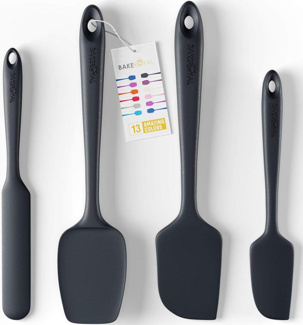 Silicone Spatula Set - 4-Piece Rubber Spatulas Silicone Heat Resistant 600F for Everyday Task - Seamless Design Kitchen Spatulas for Nonstick Cookware - Black Silicone Spatula Set - 4-Piece Rubber Spatulas Silicone Heat Resistant 600F for Everyday Task - Seamless Design Kitchen Spatulas for Nonstick Cookware - Black