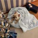 LE SURE Waterproof Dog Blanket for Medium Dogs - Washable Double Sided Dog Blankets with Warm Jacquard Shag and Soft Sherpa Fleece, Pet Cat Blanket for Couch Protection, 3D Textured Star, Grey