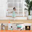 COMOMY 30" Tall Baby Gate for Stairs Doorways, Fits Openings 29.5" to 40.5" Wide, Auto Close Extra Wide Dog Gate for House, Pressure Mounted Easy Walk Through Pet Gate with Door, White