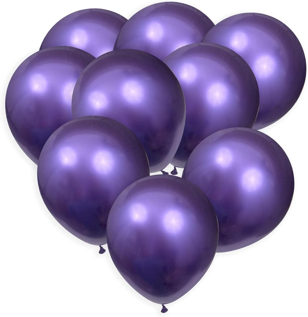 Purple Balloons 100 Pack, 12 Inch Metallic Purple Balloons For Birthdays, Weddings, Baby Showers, Holidays