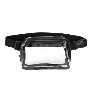 5 anywhere belt bag, clear, black strap