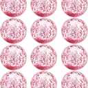 12 Pack Inflatable Beach Balls Bulk 16" Pink Glitters Pool Toys Balls for Pool, Beach, Summer Pool Party - Swimming Pool Game Water Beach Toys Kid Party Favor Decorations Summer Blow Up Beach Ball