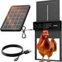 Okkobi Automatic Chicken Coop Door Solar Powered - LCD Display - Chicken Coop Door with Light Sensor & Timer - Security & Peace of Mind: Anti-Pinch Function - 5-Year Protection - Black