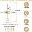 3-Light Glass Wall Sconces Mid Century Modern Globe Wall Light Fixtures Bathroom Vanity Lights with Glass Shade, Indoor Wall Light for Bedroom Living Room Hallway (Amber)