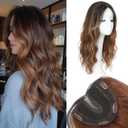 forfeels Synthetic Hair Topper Ombre Color Toppers For Women With Thinning Hair Curly 20 Inches Side Part Hairpieces For Women Solving Slightly Loosing And Gray Adding Volume (RH4/30K/27P)