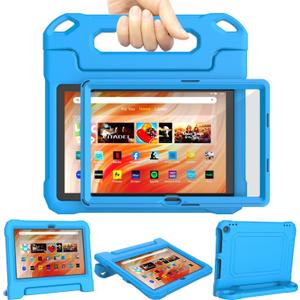 Fire HD 10 & Fire HD 10 Plus Tablet Case for Kids (13th/11th Generation, 2023/2021 Release), DJ&RPPQ Lightweight Shockproof Case Built-in Screen Protector with Handle Stand, Not fit iPad Samsung- Blue