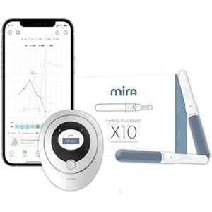 Mira Plus Fertility Monitor & Ovulation Test Kit for Women, Track LH, E3G Hormone Levels, Digital Fertility Tracker + 10 E3G & LH Test Strips, Monitor and Detect Ovulation at-Home with Mira App