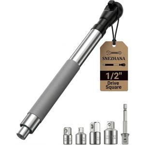 SNEZHANA 1/2" Offset Extension Wrench for Electric with Versatile 3/8", 1/4" Square Drive Adapters Impact Ratchet Extender, for Tight Spaces