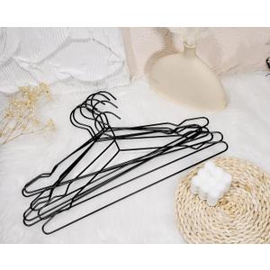 SYNHOZZ 16.5" Heavy Duty Matte Black Metal Hangers 10 Pack, Wire Black Clothes Hangers for Coat Suit, Shirts, Dress, Pants，Camisole Wedding Dress (Black, 10Pack)