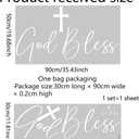 Baptism Wall Decal - God Bless Cross Baby Shower Decal, Baptism First Communion Party Decorations (White)