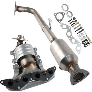 Catalytic Converter Front & Rear Set Compatible with 2001 2002 2003 2004 2005 Honda Civic DX LX GX HX 1.7L, Direct-Fit Exhaust Manifold W/Gasket Kit Catalytic Convertor Replacement