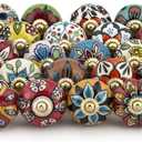 Craft Trade Cabinet Knobs for Dresser Drawers Decorative Assorted Colorful Ceramic Pull Handle for Kitchen Cupboard Wardrobe Furniture Hardware Multicolor - Pack of 30