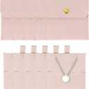 uxcell 5 Pcs Microfiber Jewelry Pouches with Insert Pad, 8 x 8cm Snap Button Jewelry Velvet Gift Bags Organizer for Rings Necklace Bracelet, Pink