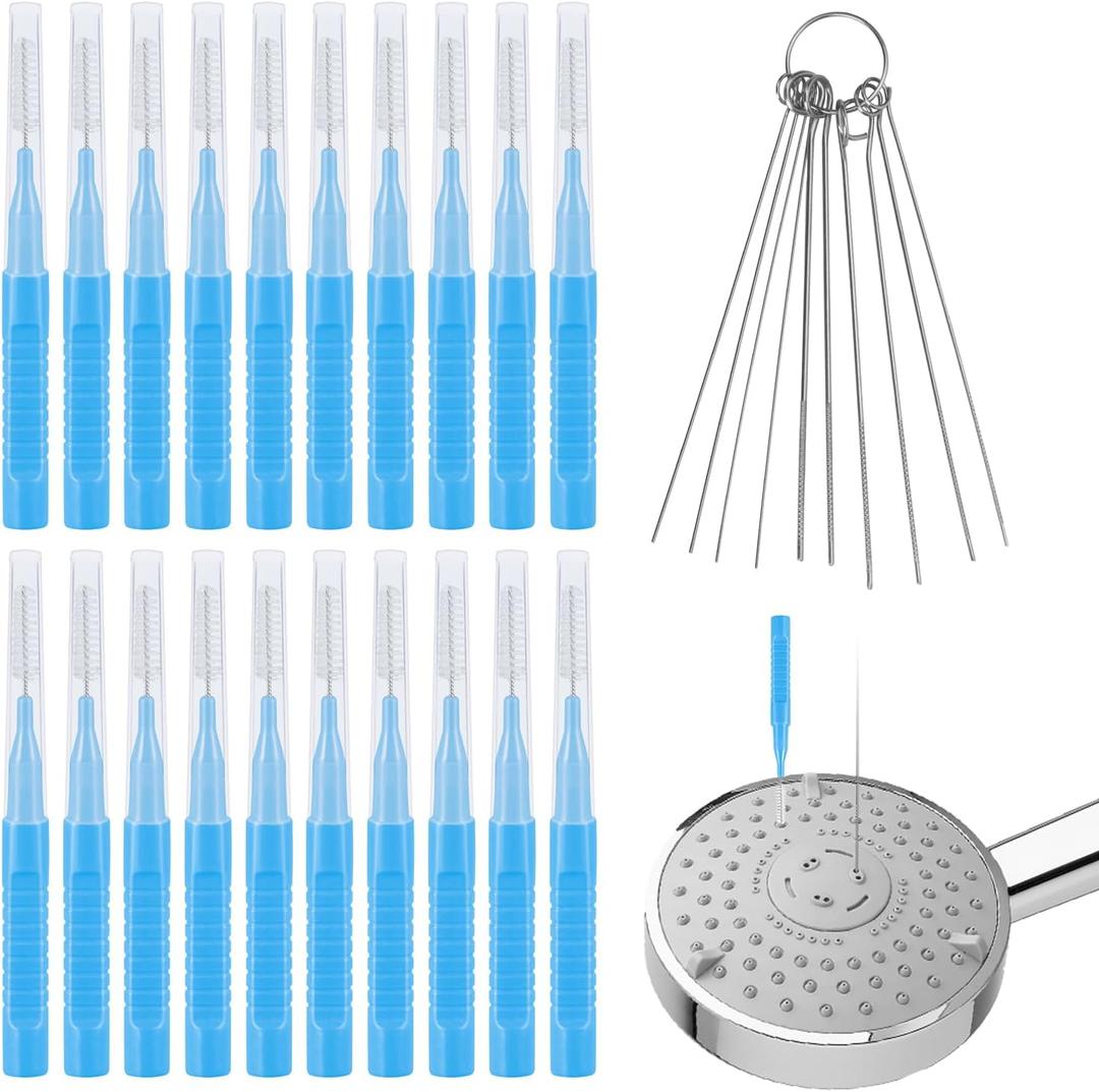 30pcs Shower Head Cleaner Tools, Shower Head Cleaning Brushes Multi-Sized Shower Head Cleaner Picks for Small Hole Anti-Clogging Cleaning Brush for Gap Nozzle Slot (Blue)