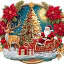 Lxfyloop Santa Claus Christmas Wooden Puzzles for Adults, Unique Shaped Holiday Wood Jigsaw Puzzle with Storage Box 195 Pieces, Stocking Gifts for Xmas, Thanksgiving Family Game 11.4x9.7 Inch (Small)