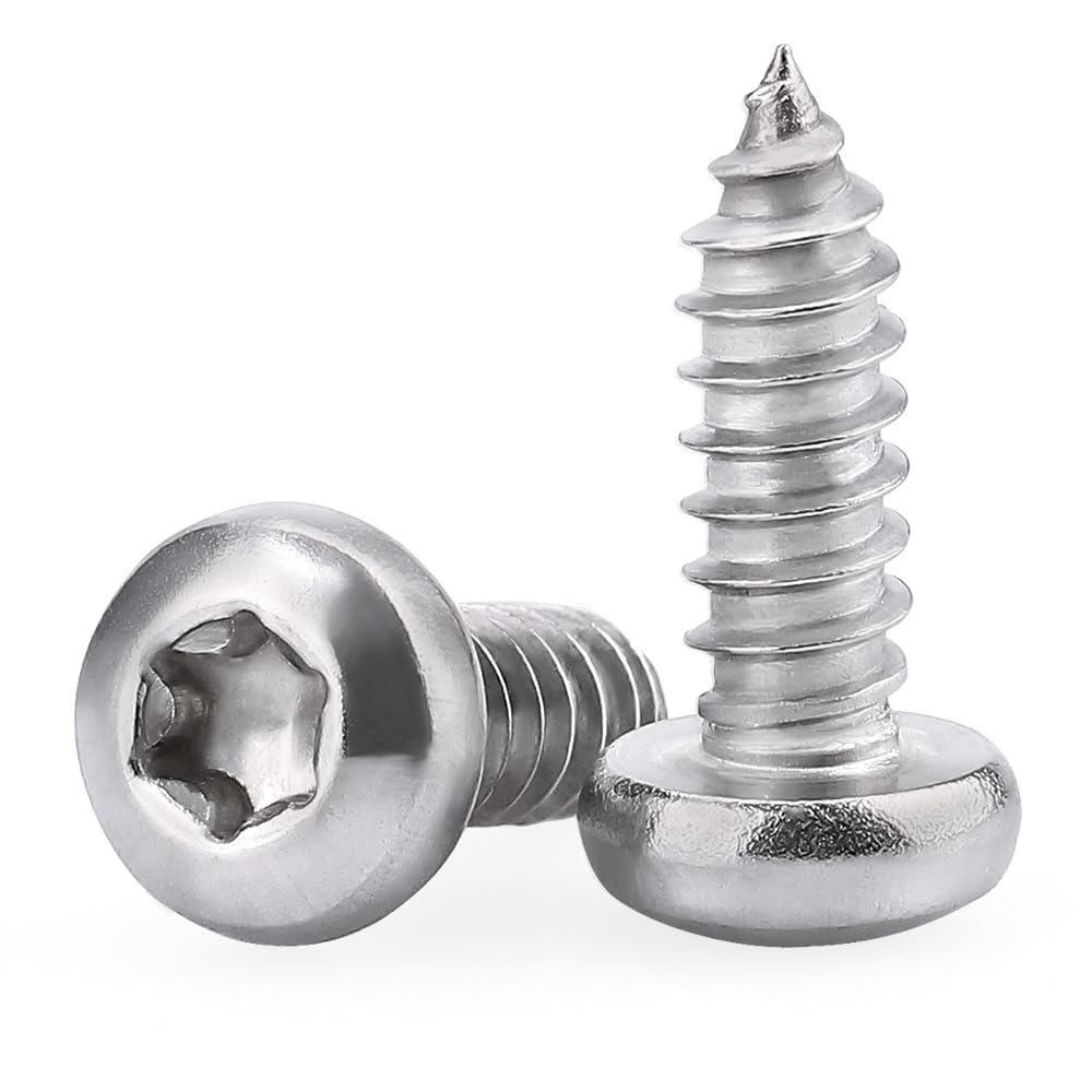 #10 x 1 Pan Head Torx Drive Self Tapping Screws, 304 Stainless Steel 18-8 Wood Screw Sheet Metal Screw, Star Drive, Full Thread Coverage, Pack of 50