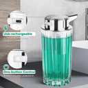 Automatic Soap Dispenser Foam for Kitchen: 11 OZ Glass Touchless Clear Auto Foaming Soap Dispenser for Bathroom - Hand Dish Lotion Home Countertop Kids - Family Couple