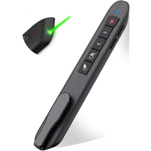 Air Mouse Green Light Presentation Remote Control USB Rechargeable Presentation Clicker Wireless Presenter RF 2.4 GHz Powerpoint Clicker Slide Advancer Changer Mac/Laptop/Computer