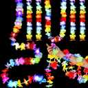 35.43ft Light up Hawaiian Flower Lei Garland Tropical Hawaiian Garland LED Lighted Luau Party Flower Banner for Luau Summer Beach Party Decorations