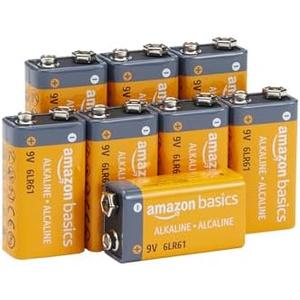 Amazon Basics 6Pc-Pack 9V Long-Lasting Alkaline Batteries for Smoke Detector, Electronics & Audio, Reliable, 5-Year Shelf Life