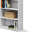 Furinno WRIGHT Book Shelf, 3-Tier Modern Bookshelf, Bookcase with Closed Back, 11.6" x 24.5" x 35.3", for Living Room, Bedroom, Home Office, Soft White