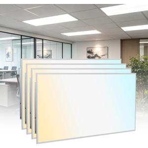 4 Pack 2x4 LED Flat Panel Light, Drop Ceiling Fixture, 9630LM, Selectable 30W-72W and 3000K-6500K, Dimmable 0-10V, for Office, School, Store, Garage, Basement, Library, Studio, Gym (4Pack)