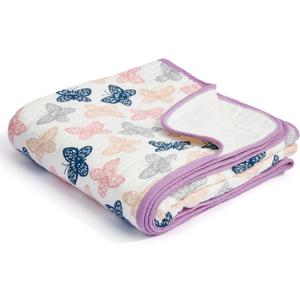 ZPECC Muslin Toddler Blanket Thicker, 47x47 Organic Cotton Kids Quilt Hypoallergenic for Baby Essentials Crib Stroller Daycare Cot, Butterfly