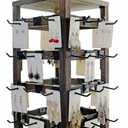 Wooden rotating Jewelry Display Stand with Removable 48 Hooks advertising board, For Earring Cards necklace bracelet Keychain Jewelry Organizer For Selling For vendor events (Dark brown)