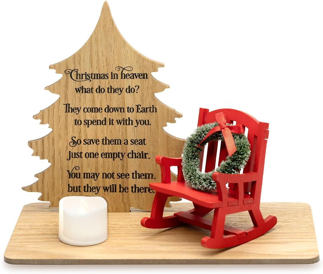 Christmas in Heaven Decoration Christmas Memorial Candle Holders Rocking Chair Ornament Save A Seat Memorial Gift Xmas Decor