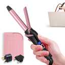 Mini Curling Iron for Short Hair Dual Voltage with European UK Plug Adapter 3/4 Inch Travel Size Small Barrel Curling Iron to Beachy Waves Curls with 30S Fast Heating, 5 Temps for Global
