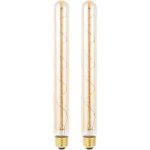 Beonllay T300/T10 Long Tubular Light Bulb,40 Watt Equivalent E26 Base Amber Vintage Edison Bulb 4W Dimmable Tubular Antique Style Decorative LED Filament Light Bulb, 2700K Warm White,11.8 Inch, 2 Pack