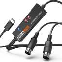 FORE T1 Type-C to MIDI Interface with Input & Output MIDI 5-Pin Din Work with Keyboard/Synthesizer/MIDI Device for Editing & Recording Track Compatible with iOS, Mac OS & Windows Type-C Black- 6.5Ft