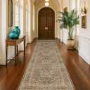 Brown 2'6" x 10' Hallway Runner Rug Non Slip - Washable Kitchen Rug Stain Resistant, 10ft Extra Long Thin Entryway Indoor Mats, Soft Boho Vintage Gold Brown Floral Indoor Carpet Runner Dcor Low Pile
