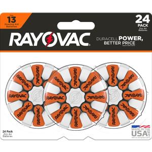 Rayovac Hearing Aid Batteries Size 13 for Advanced Hearing Aid Devices (24 Count) (Orange Tab)