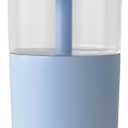 REDUCE Aspen 20 oz Vacuum Insulated Glass Tumbler with Lid & Extra Wide Straw - Keeps Drinks Cold for 12 Hrs - Ideal for Iced Coffee, Smoothies & Boba - Dishwasher Safe, Soft Base - Glacier