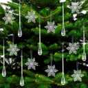 Bencailor 36 Pcs Acrylic Christmas Snowflake Icicles Ornaments for Tree Crystal Diamond Hanging Decorations Clear Drop Christmas Crystal Ornaments Drop for New Year Winter Party Supplies