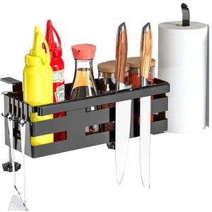 Griddle Caddy for Blackstone, 28"/36" Griddle Accessories w/Paper Towel Holder & Knife Rack, Grill Accessories Space Saving Grill Tool Holder for Blackstone BBQ Accessories Organizer