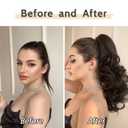 Wavy Ponytail Extension Claw Clip for Black Women 16" Synthetic Curly Clips in Pony Tails Hair Extensions Wigs Fluffy Heat Resistant Hairpieces for Wedding Party Daily Use 6 Oz Darkest Brown