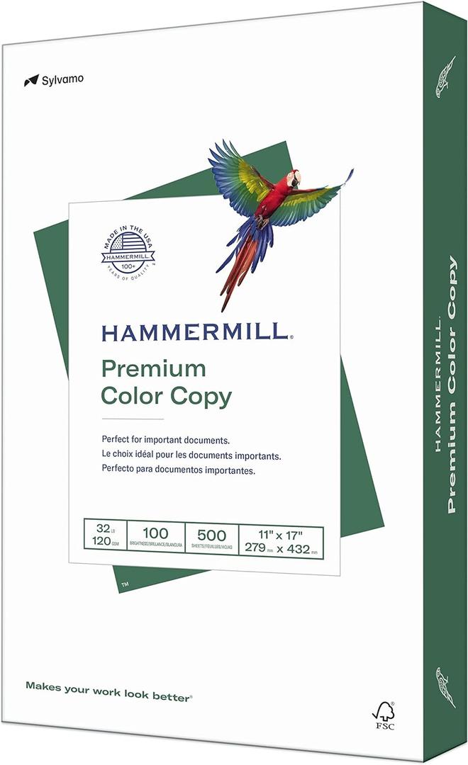 Hammermill Printer Paper, Premium Color 32 lb Copy Paper, 11 x 17-100 Bright, Made in the USA, 102660R - 1 Ream (500 Sheets)