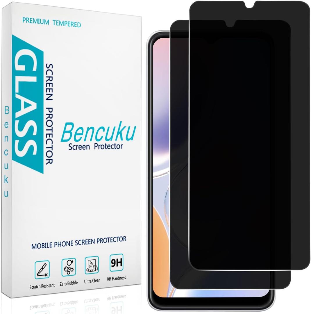 2 Pack Privacy Screen Protector for T Mobile Revvl 7/REVVL 8 Anti Spy Tempered Glass, Anti Scratch, Bubble Free, Case Friendly, 6.33"L x 2.79"W