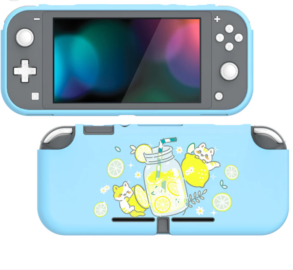 PlayVital Custom Protective Case for Nintendo Switch Lite, Soft TPU Slim Case Cover for Nintendo Switch Lite - Lemonade Kitty