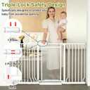 Extra Wide Acrylic Baby Gate Close Dog Gate Adjustable 29-38.5" Triple Locking Pressure Mounting Pet Gate for Stairs, Doorways, Indoor & Outdoor (29-38.5IN)